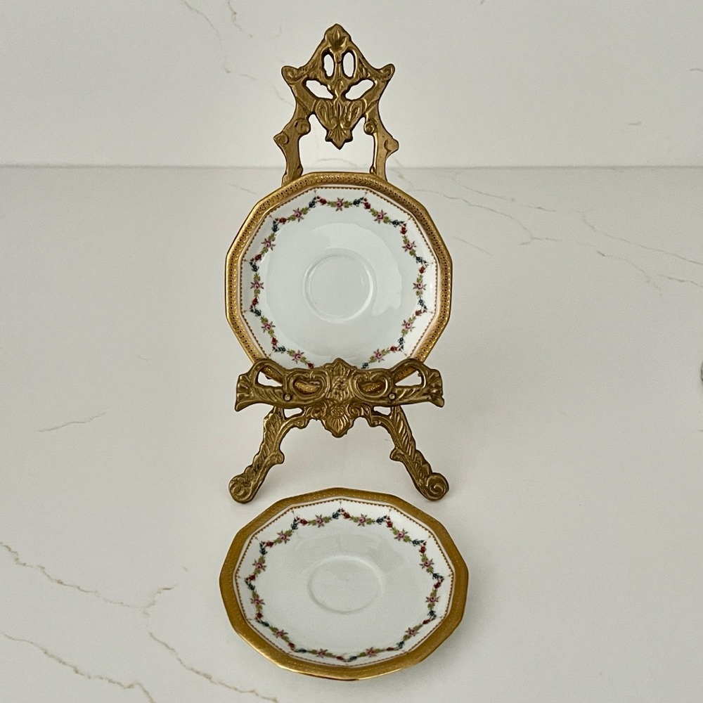 Tirschenreuth Bavaria Elegant Small White w/Floral & Gold Trim Plates - Set of 2